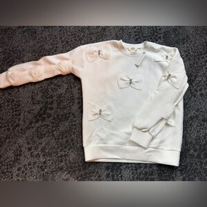 Maeve White Bow-Embellished Sweater